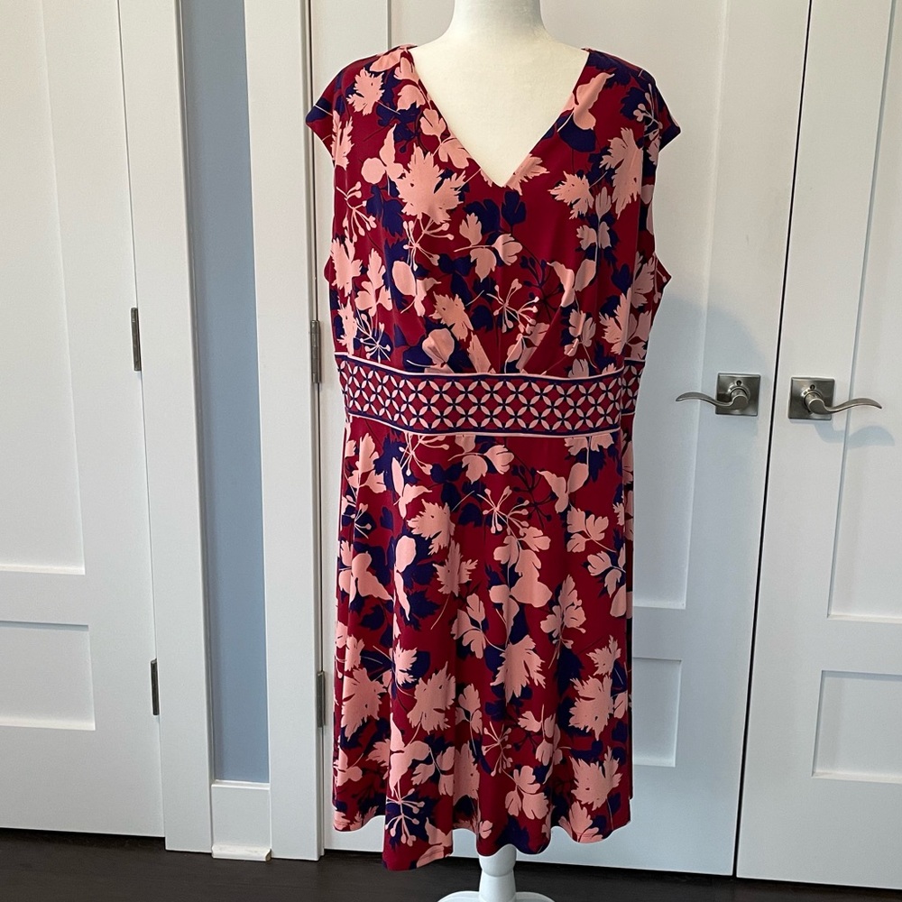 Red Patterned Sleeveless Dress